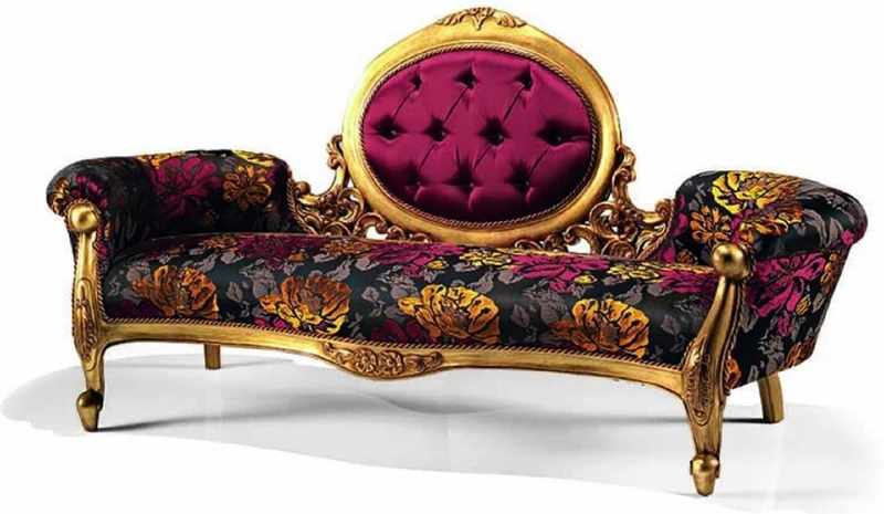 Casa Padrino Luxus Barock Sofa Schwarz / Lila / Gold 205 cm - Made in Italy