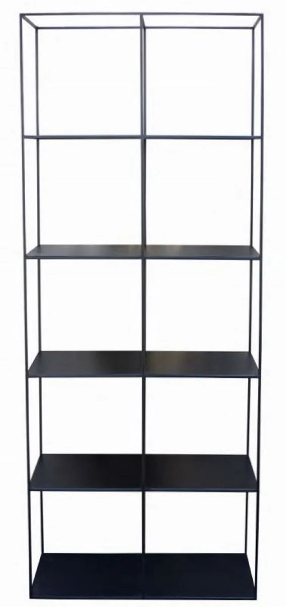 Casa Padrino Luxus Metall Regalschrank Schwarz 80 x 40 x H. 200 cm - Wohnzimmerschrank - Bücherschrank - Luxus Möbel