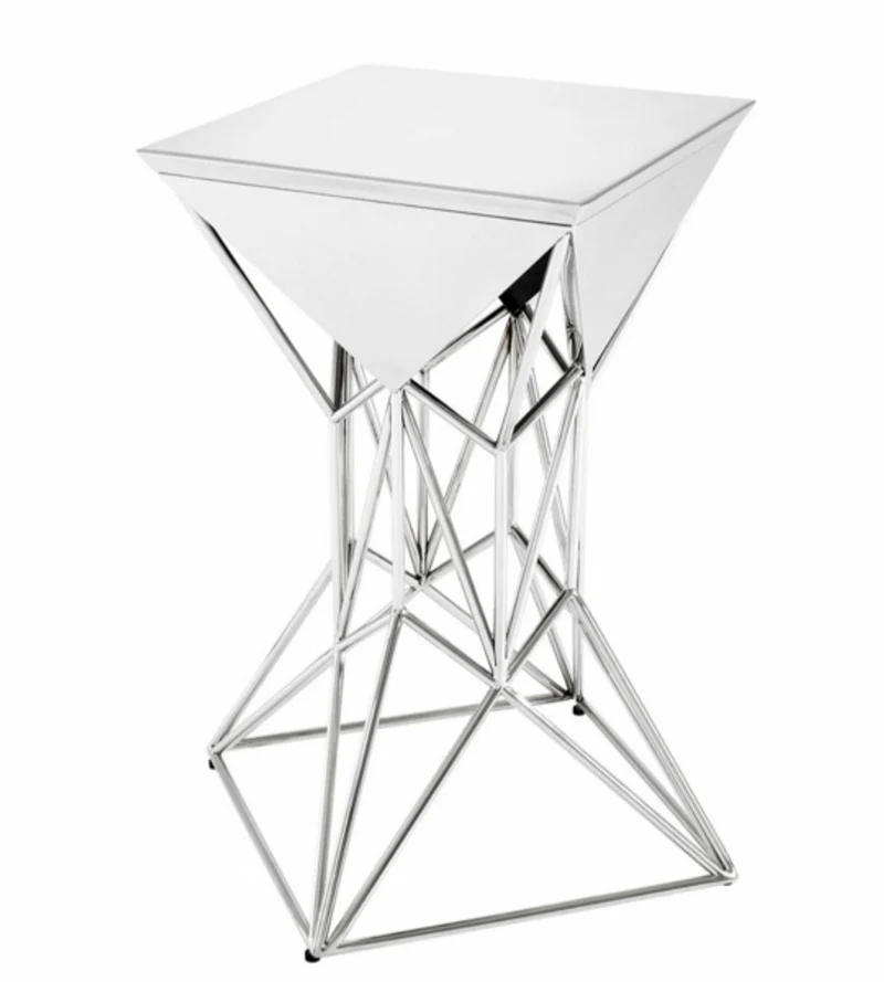 Casa Padrino Luxus Art Deco Designer Beistelltisch - Polierter rostfreier Stahl - 36 x 36 x H. 60 cm