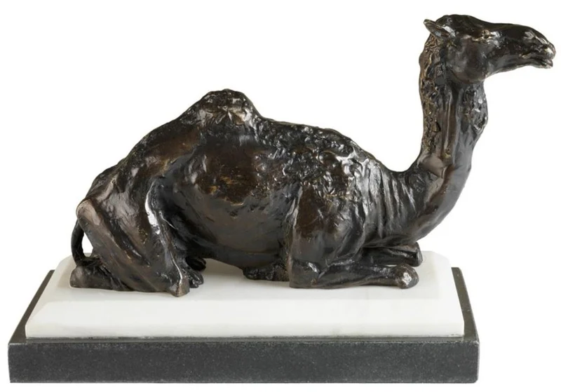 Casa Padrino Designer Bronzefigur Kamel auf Sockel 37 x 15 x H. 24 cm - Edel & Prunkvoll