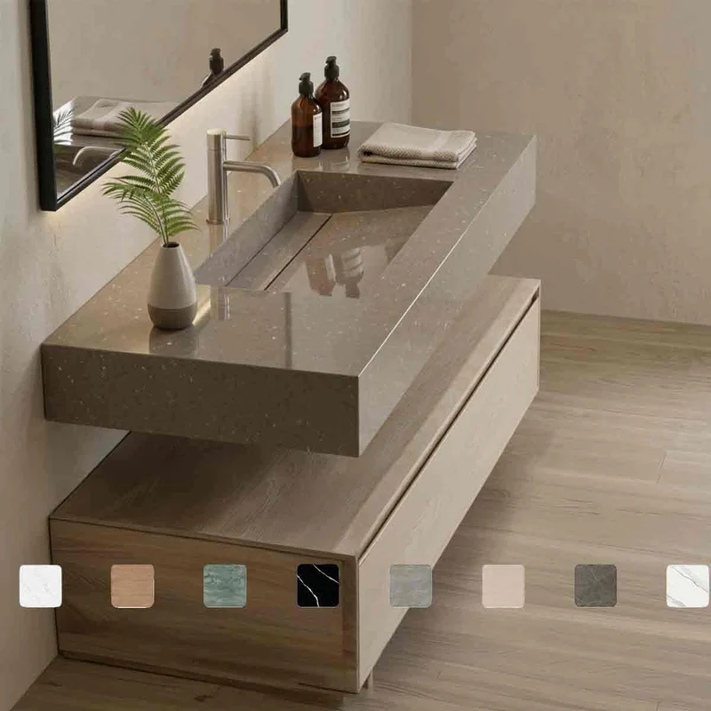 Exklusiver Design-Waschtisch Simplicity Coral Clay aus Silestone nach Maß online konfigurieren