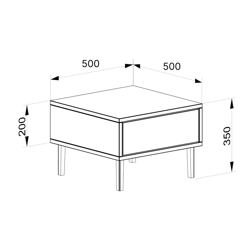 Couchtisch Eiche Premium 50cm - Natur geölt mit Schublade