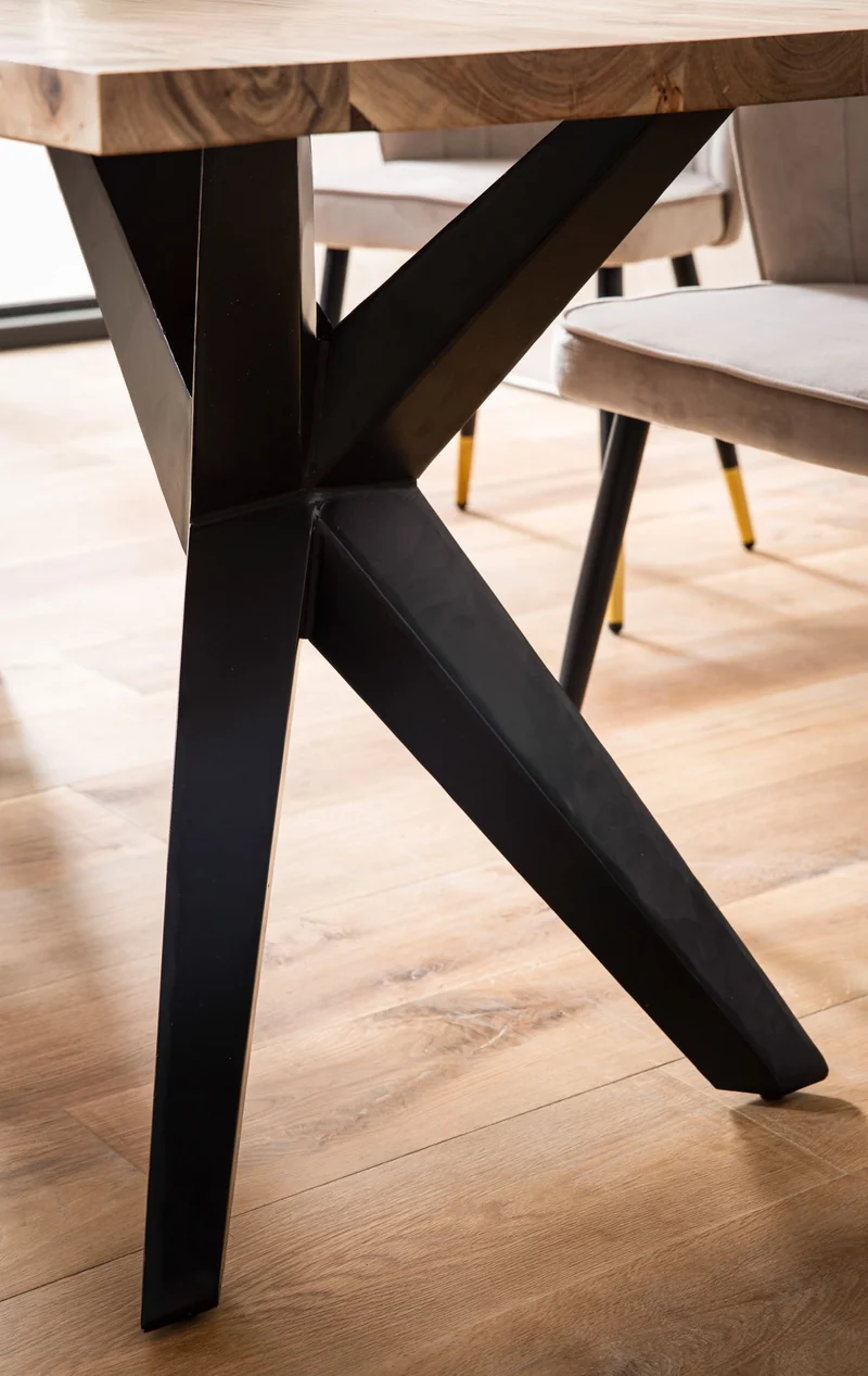 Esszimmertisch 160x80x76cm Akazie Massivholz Metall Loft-Style Industrial
