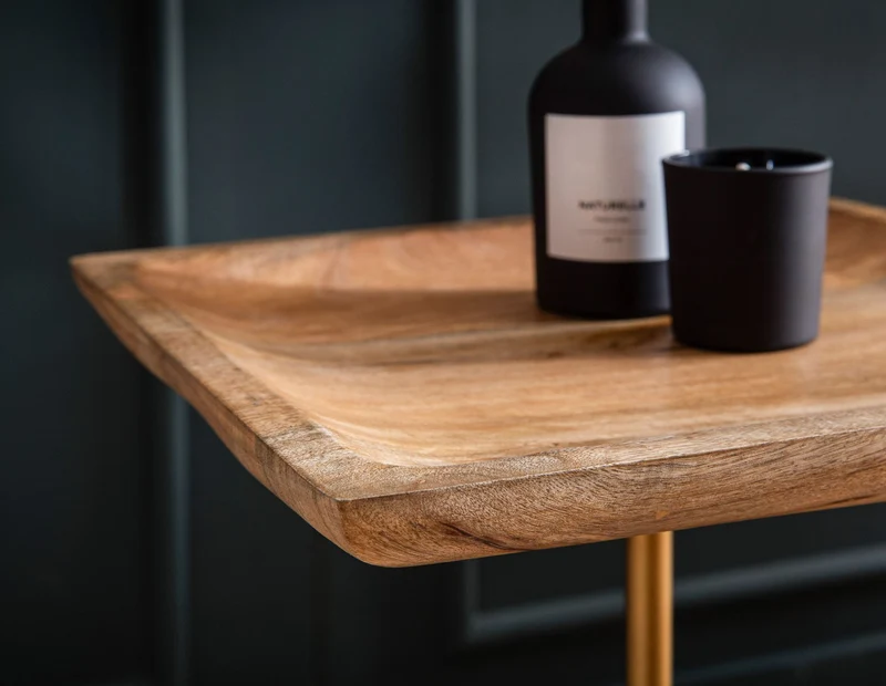 Beistelltisch Mango Massivholz Marmor 35x35x55cm Modern Quadratisch