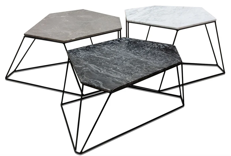 Casa Padrino Designer Couchtisch Set Weiß / Grau / Schwarz mit Muster - Luxus Wohnzimmermöbel