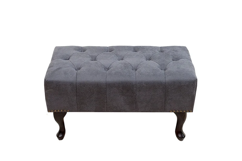 Chesterfield Fußhocker Grau Antik Look aus dem Hause Casa Padrino