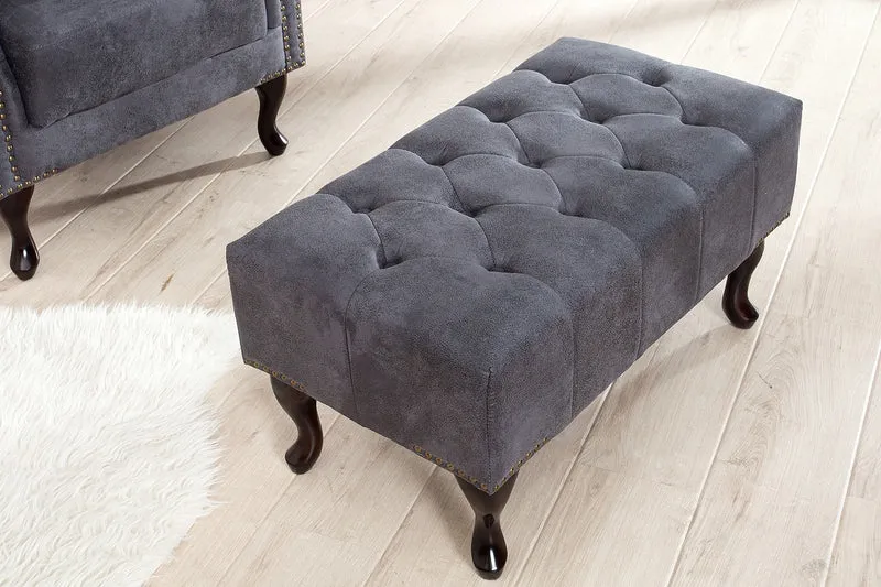 Chesterfield Fußhocker Grau Antik Look aus dem Hause Casa Padrino
