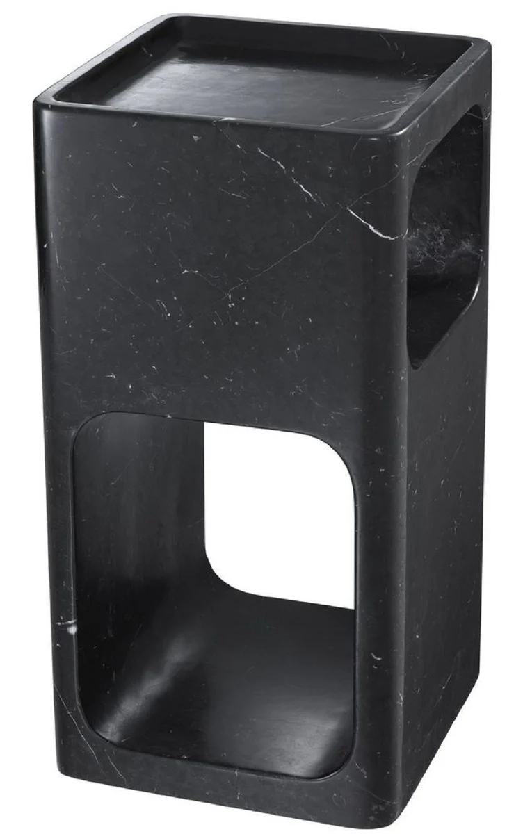 Casa Padrino Designer Marmor Beistelltisch Schwarz 28 x 28 x H. 55 cm - Wohnzimmermöbel - Designer Möbel