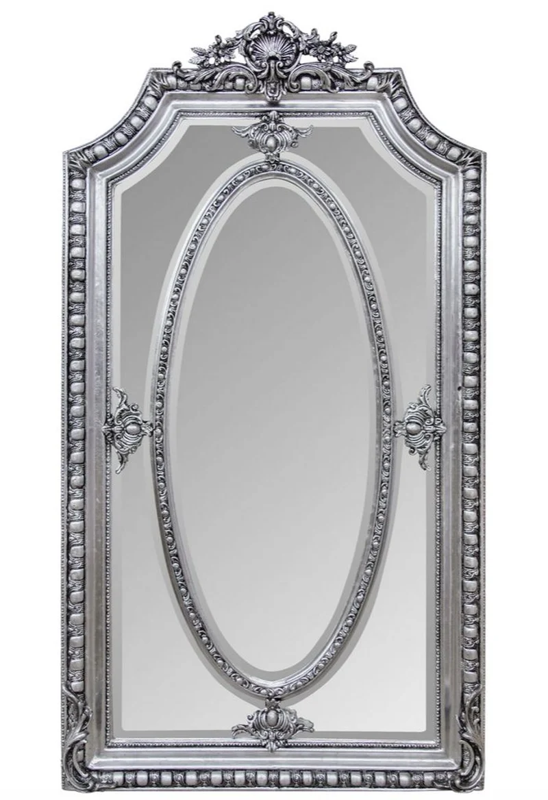 Casa Padrino Antik Stil Spiegel / Wandspiegel Silber 118 x H. 207 cm - Barock Wohnzimmer Möbel