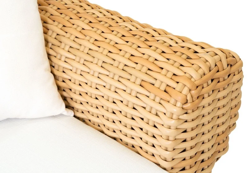 Casa Padrino Luxus 2er Gartensofa Naturfarben / Weiß 205 cm