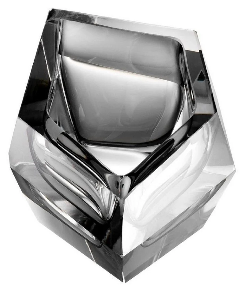 Casa Padrino Luxus Kristallglas Schüssel Grau 22 x 14 x H. 10,5 cm - Designer Deko Schüssel - Deko Accessoires