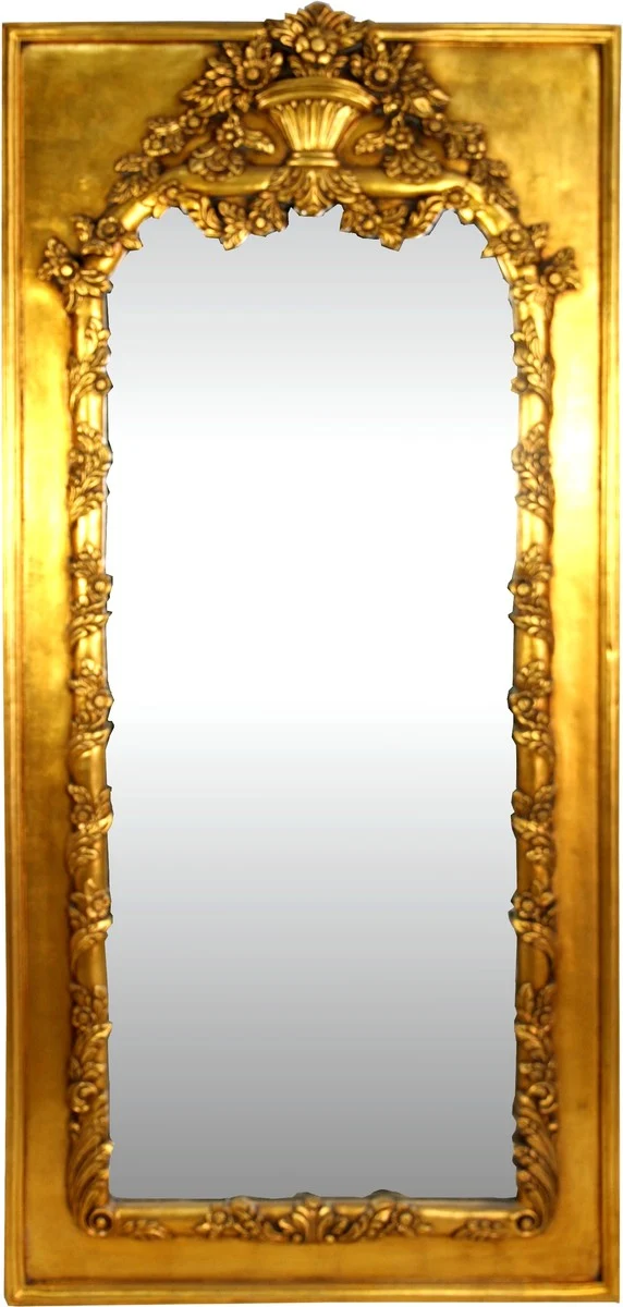 Casa Padrino Barock Wandspiegel Gold Antik Stil 85 x H. 190 cm - Prunkvoller Barock Spiegel mit wunderschönen Verzierungen