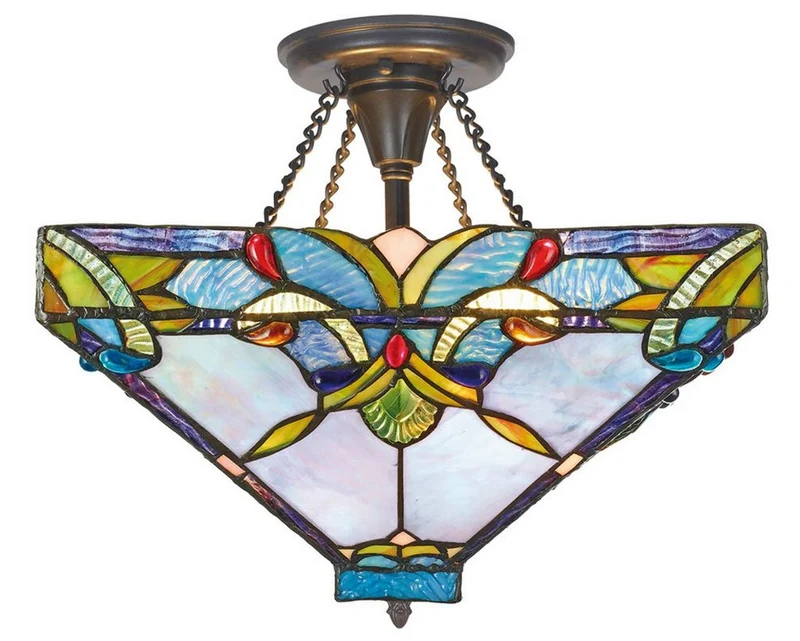 Casa Padrino Tiffany Deckenleuchte im Barock Stil Bunt, Ø 36 x H. 40 cm - Handgefertigte Glaslampe