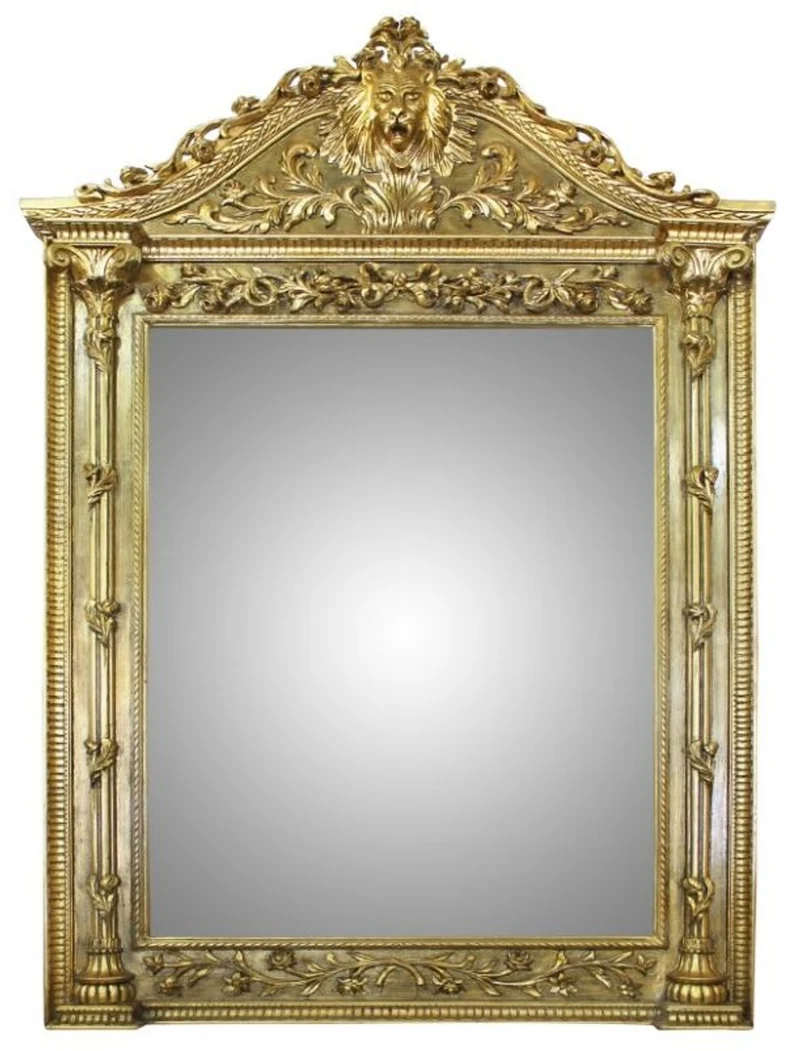 Casa Padrino Barock Wandspiegel Gold 130 x 210 cm - Prunkvoller Spiegel aus Massivholz