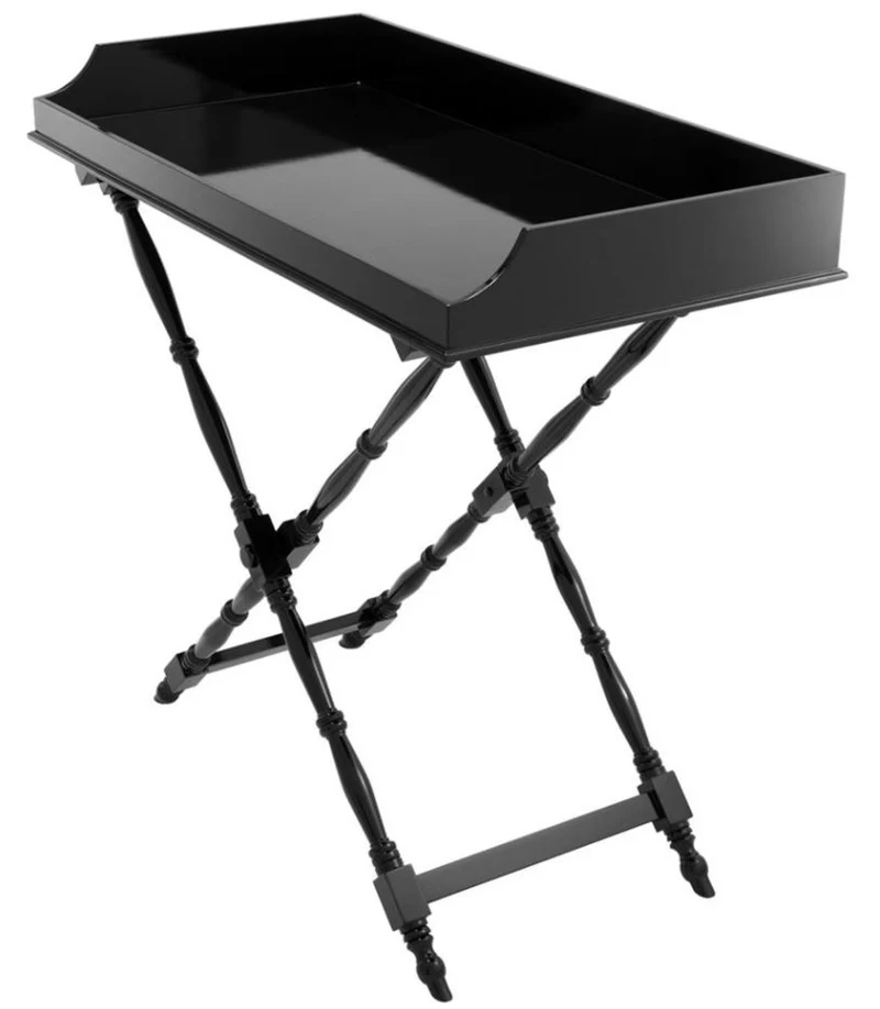 Casa Padrino Designer Mahagoni Tablett Schwarz 110 x 56 x H. 103 cm - Luxus Serviertablett
