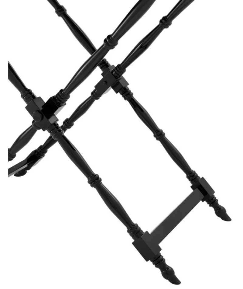 Casa Padrino Designer Mahagoni Tablett Schwarz 110 x 56 x H. 103 cm - Luxus Serviertablett