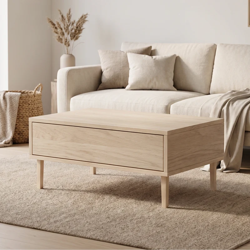 Couchtisch Eiche Premium 80cm mit Schublade - Invisible geölt