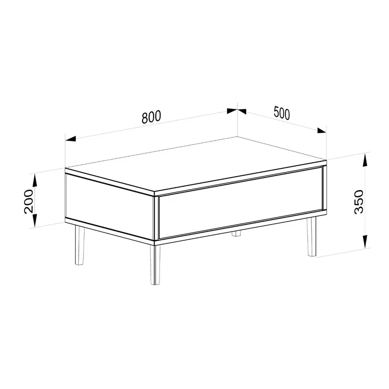 Couchtisch Eiche Premium 80cm mit Schublade - Natur geölt