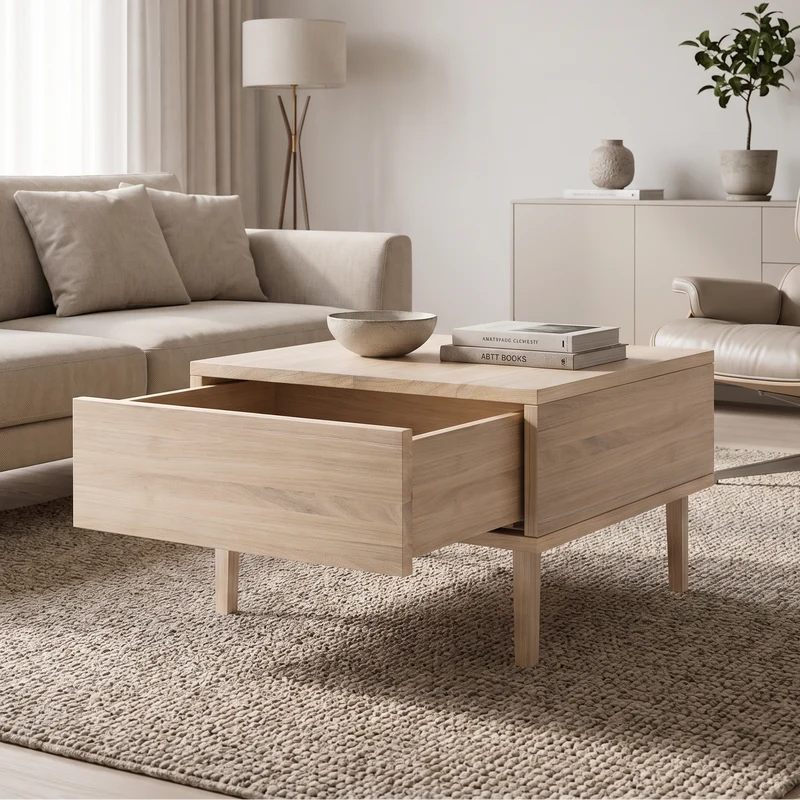 Couchtisch Eiche Premium 50cm - Invisible geölt mit Schublade