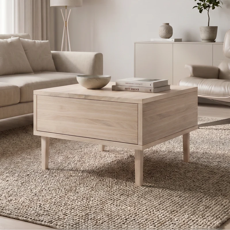 Couchtisch Eiche Premium 50cm - Invisible geölt mit Schublade