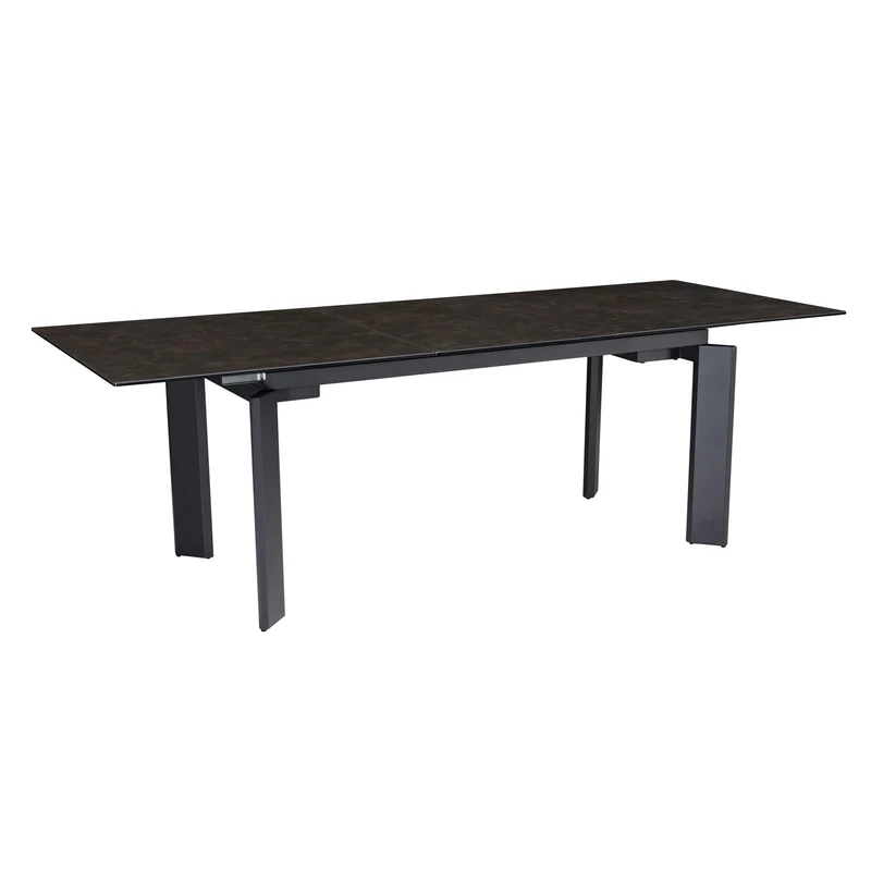 Esstisch 180-240cm ausziehbar Keramik Glas Schwarz Metallbeine