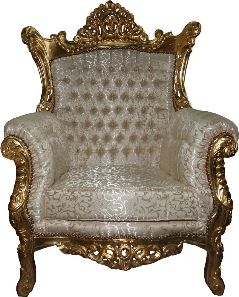 Casa Padrino Barock Sessel "Al Capone" Mod3 Creme / Gold Möbel - Antik Stil - Limited Edition