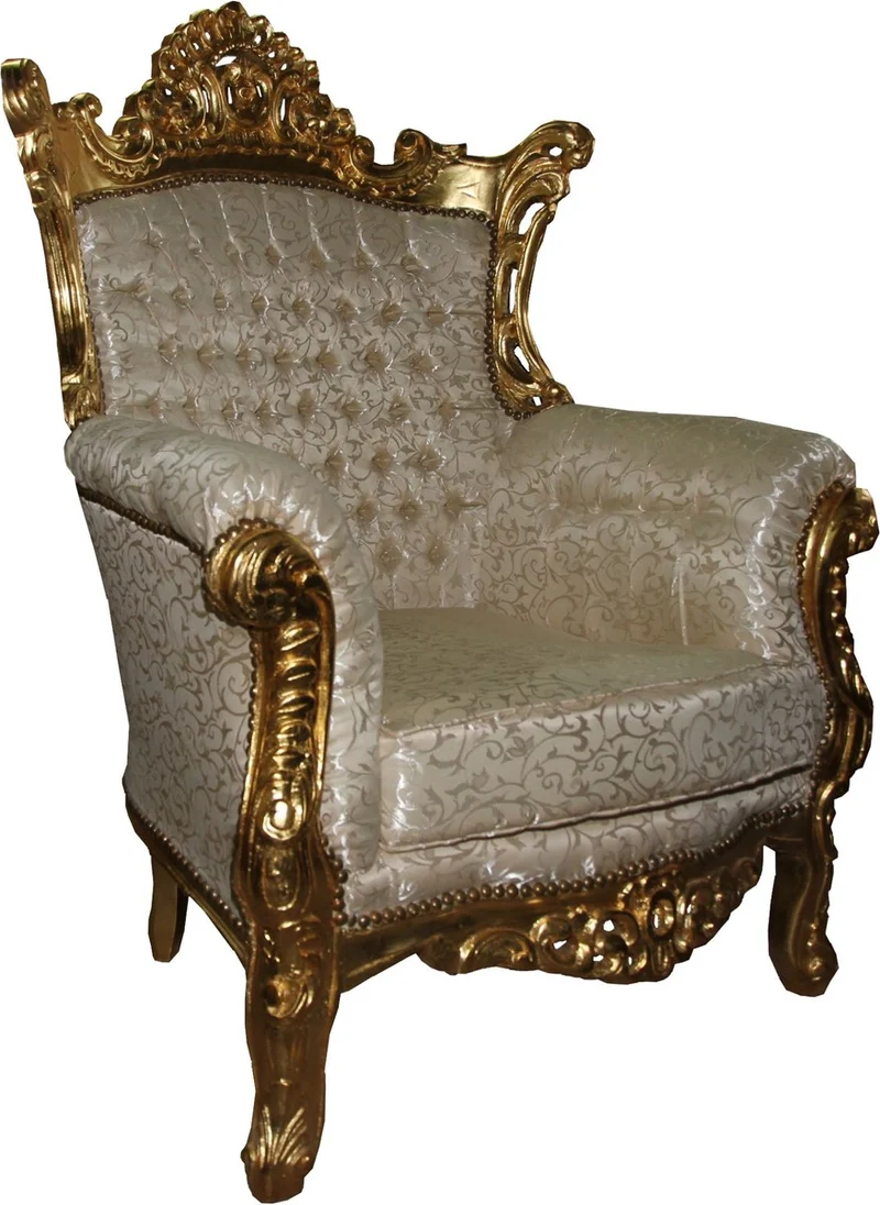 Casa Padrino Barock Sessel "Al Capone" Mod3 Creme / Gold Möbel - Antik Stil - Limited Edition