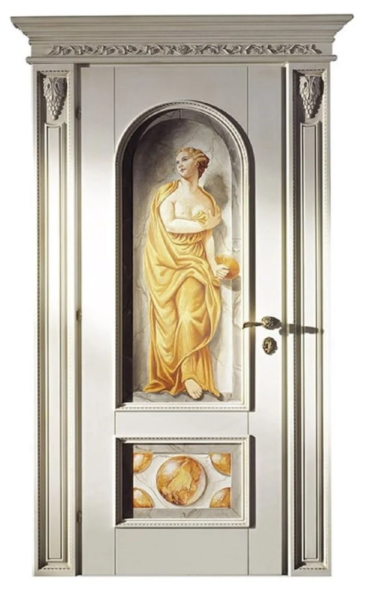 Casa Padrino Luxus Barock Wohnungstür Antik Weiß / Mehrfarbig 141 cm - Made in Italy