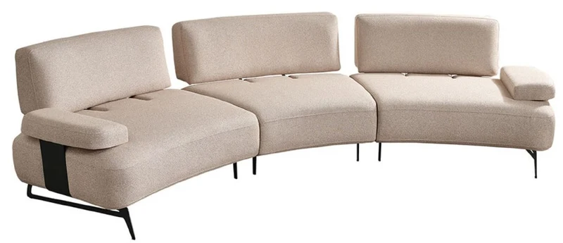 Casa Padrino Luxus Sofa mit verstellbaren Rückenlehnen Beige / Schwarz 350 cm
