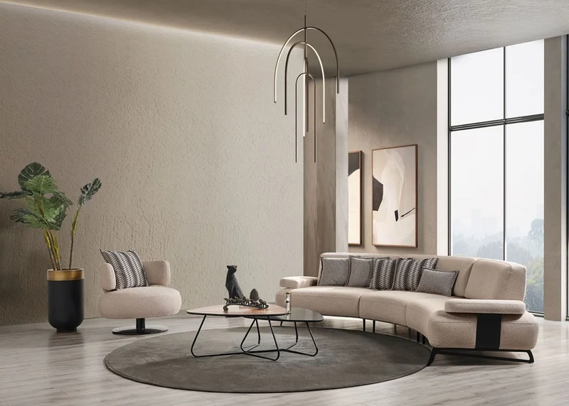 Casa Padrino Luxus Sofa mit verstellbaren Rückenlehnen Beige / Schwarz 350 cm