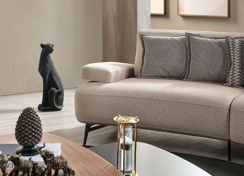 Casa Padrino Luxus Sofa mit verstellbaren Rückenlehnen Beige / Schwarz 350 cm
