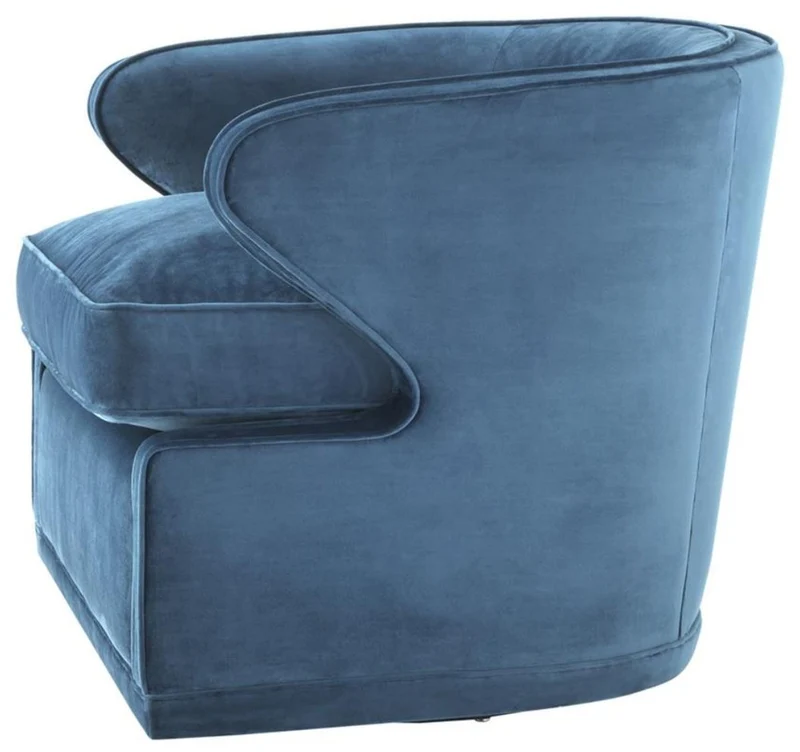 Casa Padrino Wohnzimmer Sessel / Drehsessel Blau 75 x 80 x H. 73 cm - Luxus Wohnzimmermöbel