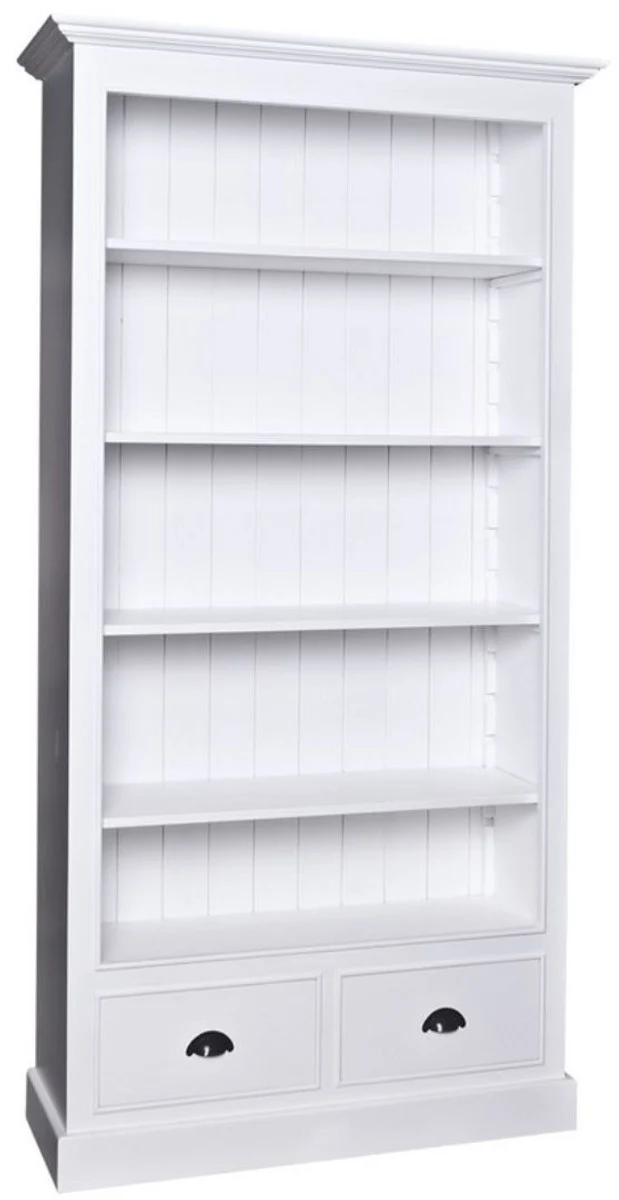 Casa Padrino Landhausstil Bücherschrank in Weiß - Massives Kiefernholz - 109 x 39 x H. 210 cm