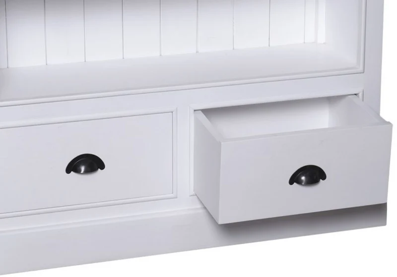 Casa Padrino Landhausstil Bücherschrank in Weiß - Massives Kiefernholz - 109 x 39 x H. 210 cm