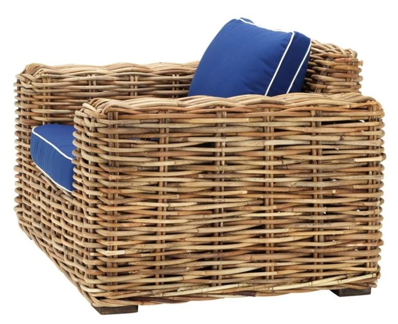 Casa Padrino Designer Rattan Sessel 100 x 88 x H. 69 cm - Luxus Wohnzimmer Möbel