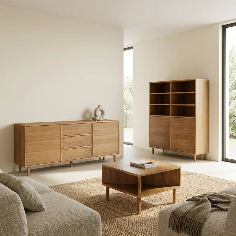Couchtisch Eiche Premium 50cm - Natur geölt Holzfüße