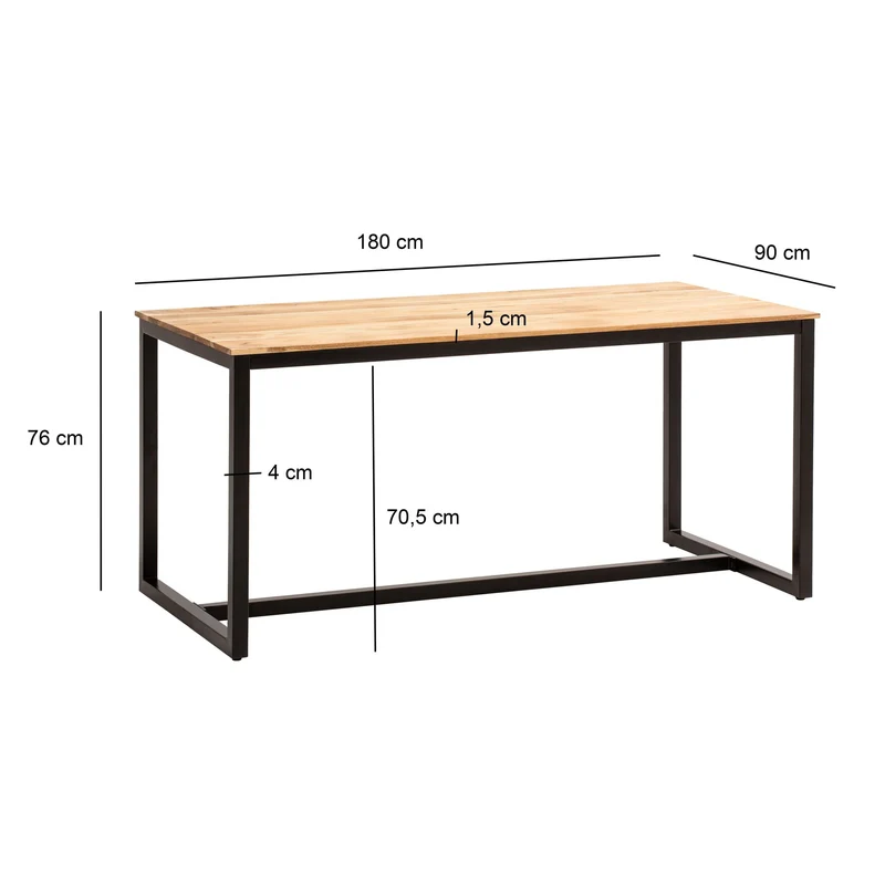 Esszimmertisch 180x90 Akazie Massivholz Metallbeine Industrial Loft