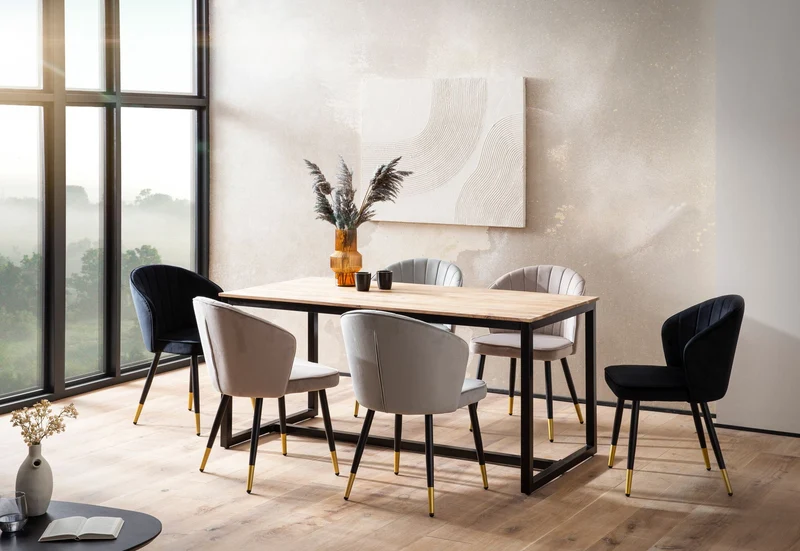 Esszimmertisch 160x80x76cm Akazie Massivholz Metall Loft-Style Industrial