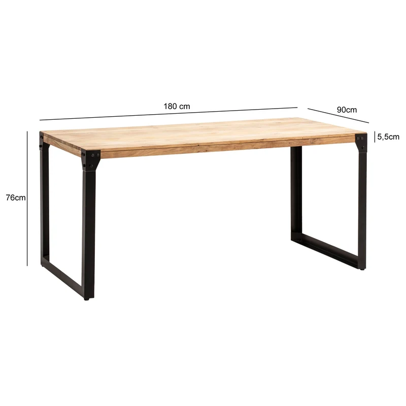 Esszimmertisch 180x90 Akazie Massivholz Metallbeine Industrial Stil