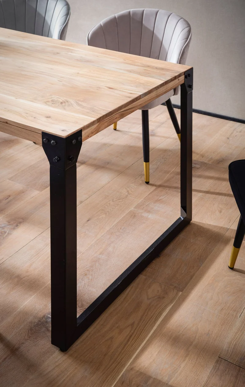 Esszimmertisch 180x90 Akazie Massivholz Metallbeine Industrial Stil