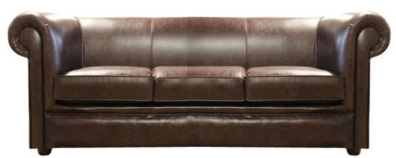 Casa Padrino Echtleder 3er Wohnzimmer Sofa Dunkelbraun 200 x 90 x H. 80 cm - Luxus Wohnzimmermöbel