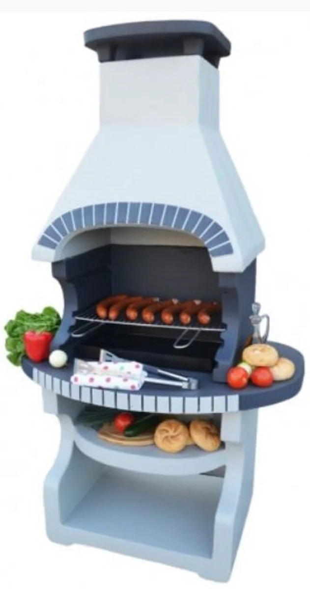 Casa Padrino Luxus Gartengrill Hellgrau / Grau 98 x 62 x H. 170 cm - Beton Grillkamin - Luxus Garten Accessoires