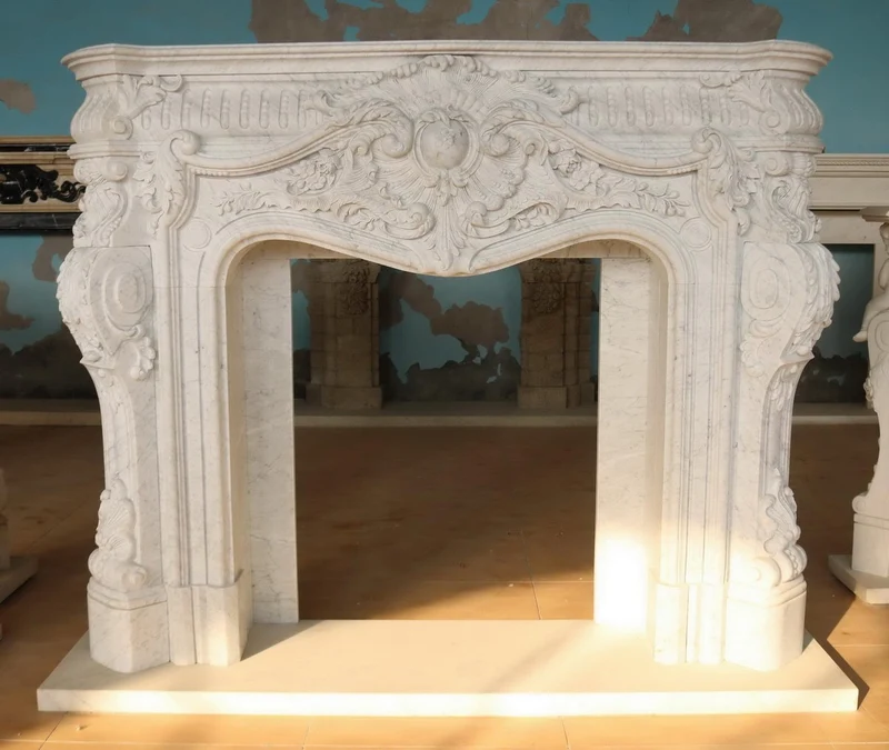 Casa Padrino Luxus Barock Marmor Kaminumrandung Weiß 200 x H. 160 cm