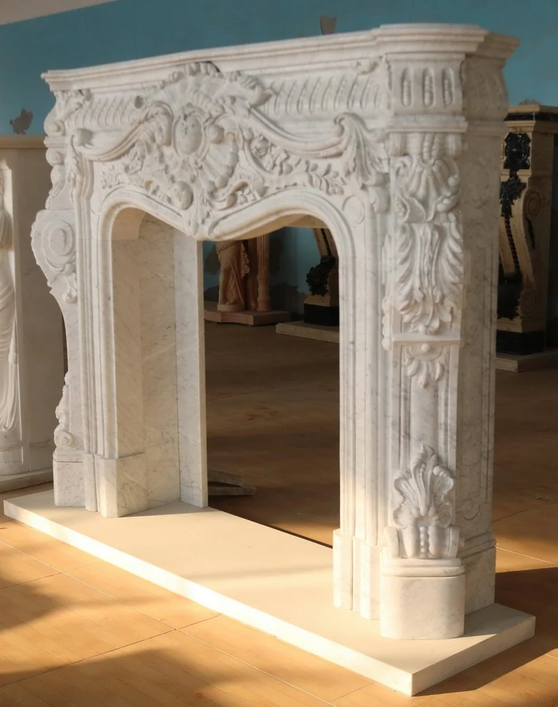 Casa Padrino Luxus Barock Marmor Kaminumrandung Weiß 200 x H. 160 cm