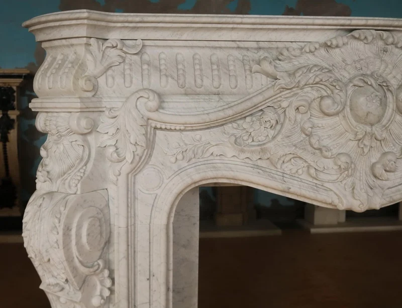 Casa Padrino Luxus Barock Marmor Kaminumrandung Weiß 200 x H. 160 cm