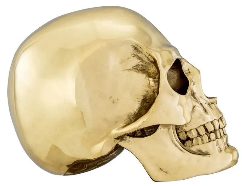 Philipp Plein Luxus Designer Deko Totenkopf Gold 14 x 22 x H. 16 cm