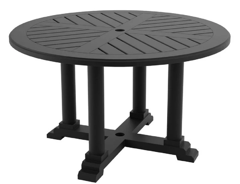 Casa Padrino Luxus Esstisch Mattschwarz Ø 130 x H. 75 cm - Runder Küchentisch aus hochwertigen strapazierbarem Aluminium - Gartentisch