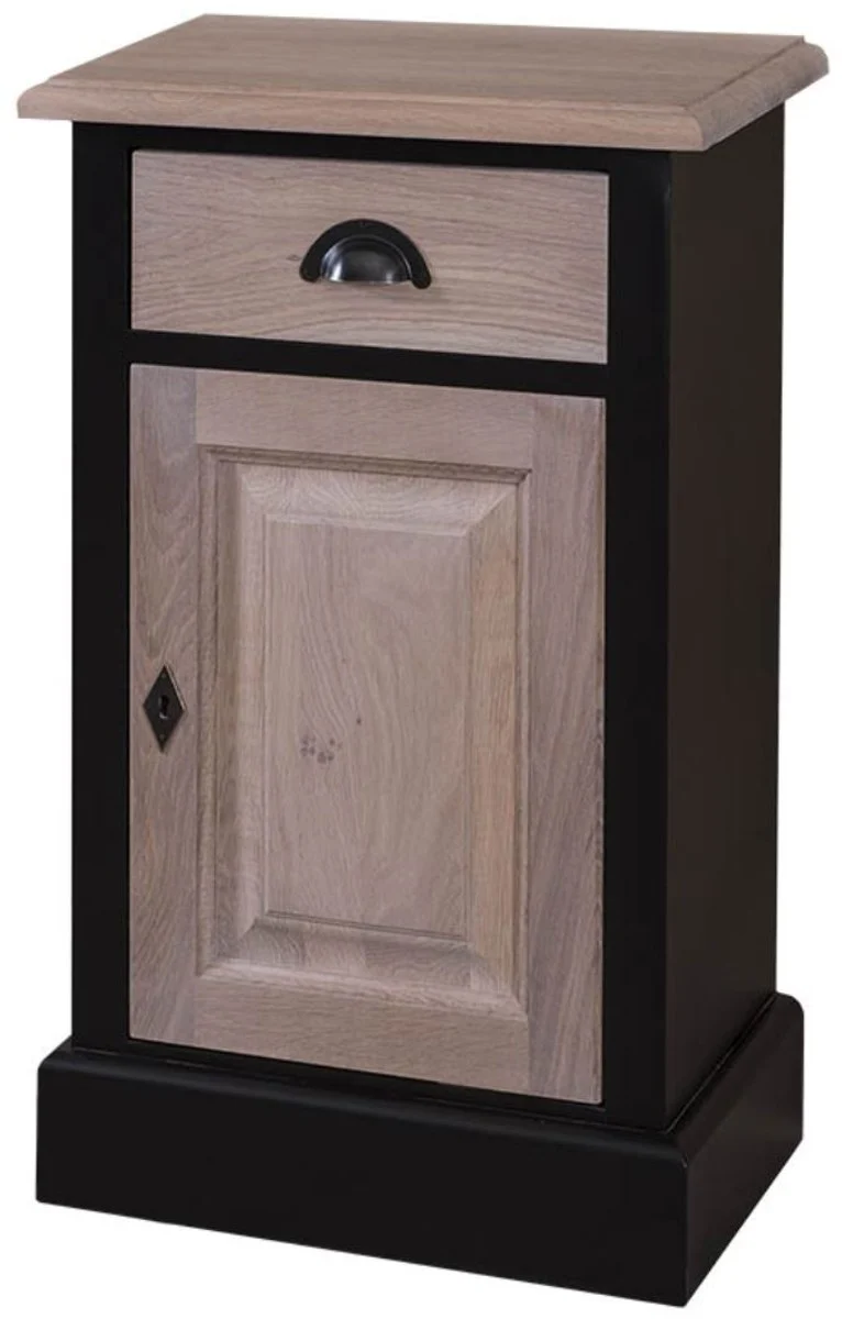 Casa Padrino Landhausstil Schlafzimmer Kommode Schwarz / Naturfarben 47 x 32 x H. 75 cm