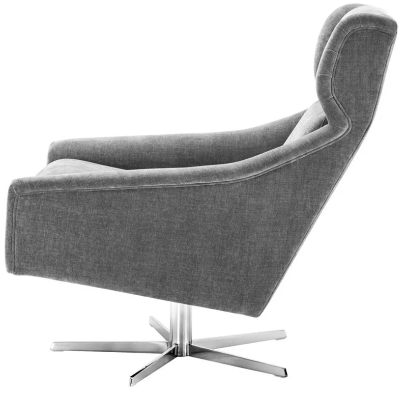 Casa Padrino Drehsessel Grau / Silber 76 x 98 x H. 94,5 cm - Luxus Möbel