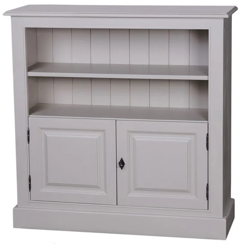 Casa Padrino Landhausstil Bücherschrank Grau 102 x 35 x H. 102 cm - Massives Kiefernholz und Metall
